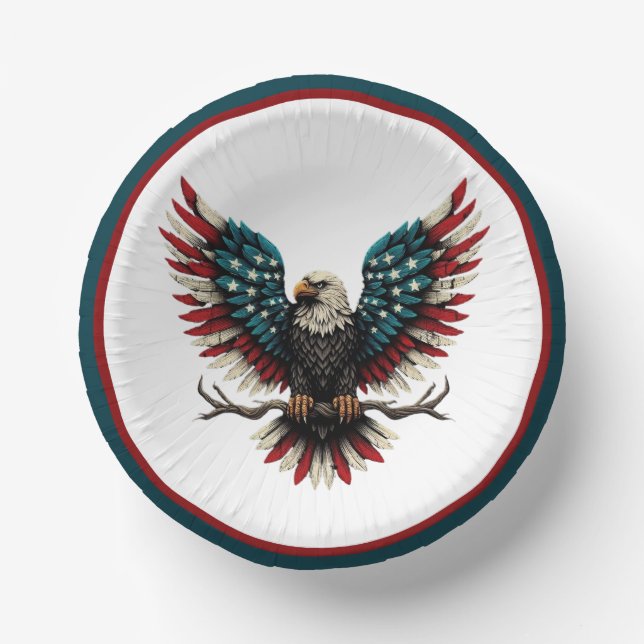 Rustic patriotic American/USA bald eagle Paper Bowls (Front)