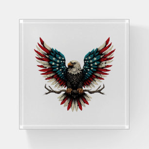 Rustic patriotic American/USA bald eagle Paperweight
