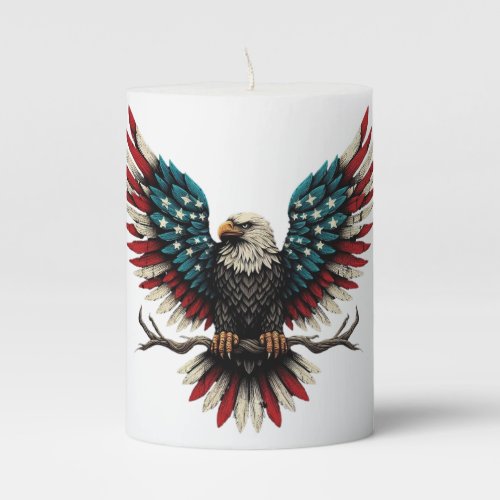 Rustic patriotic AmericanUSA bald eagle Pillar Candle