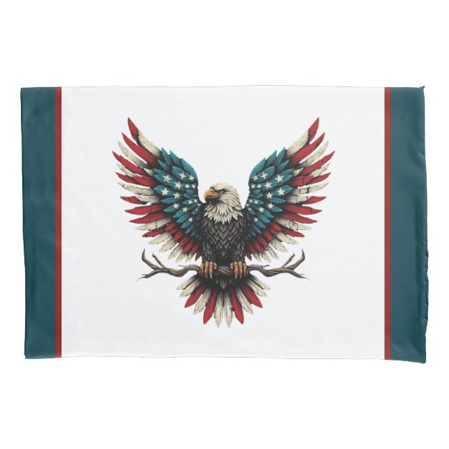 Rustic patriotic American/USA bald eagle Pillow Case (Front)