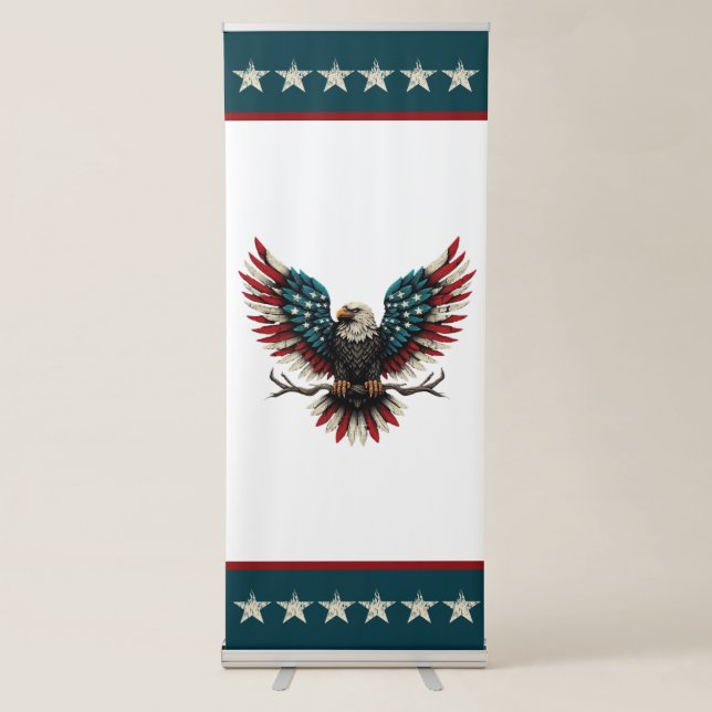 Rustic patriotic American/USA bald eagle Retractable Banner (Front)