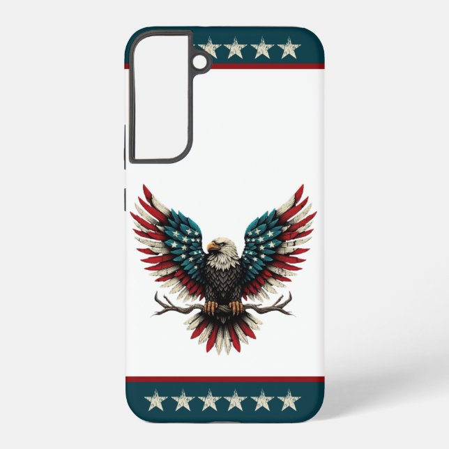 Rustic patriotic American/USA bald eagle Samsung Galaxy Case (Back)