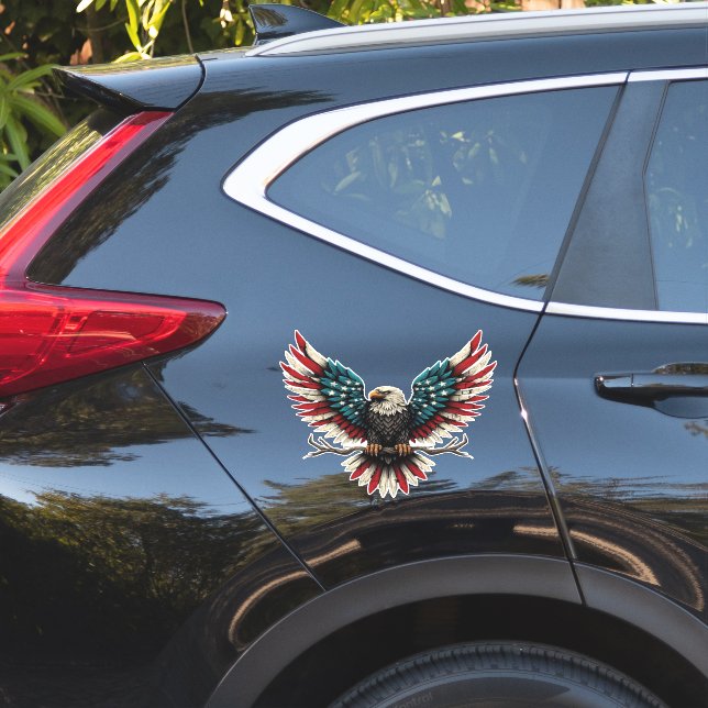 Rustic patriotic American/USA bald eagle Sticker (Car Side)