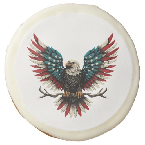 Rustic patriotic AmericanUSA bald eagle Sugar Cookie