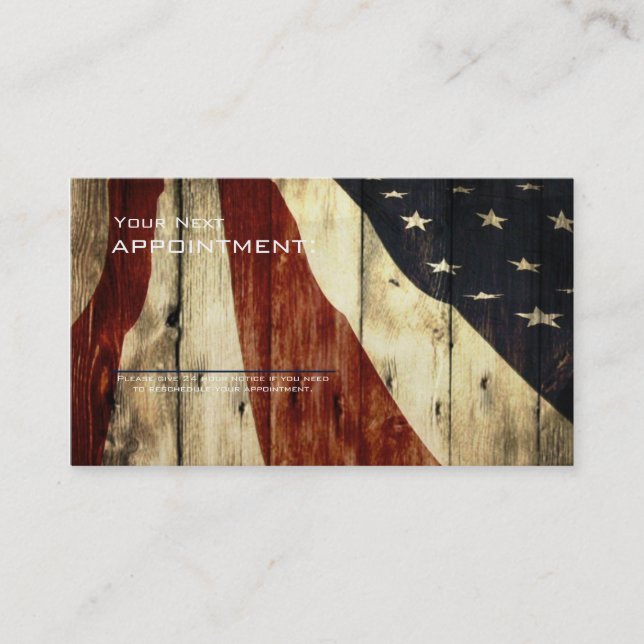 Rustic Patriotic American Wooden Construction Appointment Card (Front)