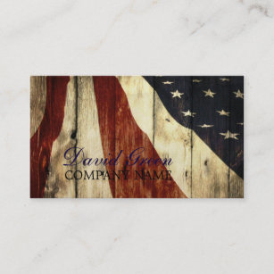 Rustic Patriotic American Wooden Construction Business Card