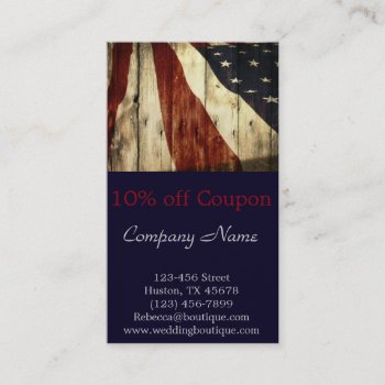 Rustic Patriotic American Wooden Construction Discount Card by heresmIcard at Zazzle