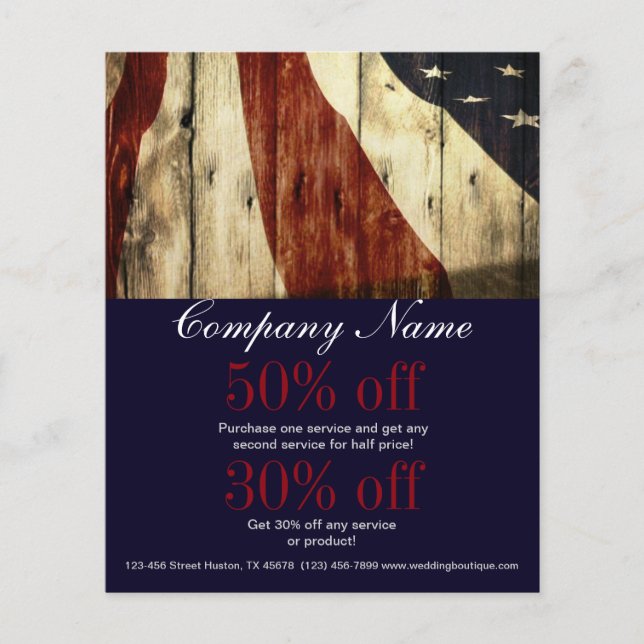 Rustic Patriotic American Wooden Construction Flyer (Front)
