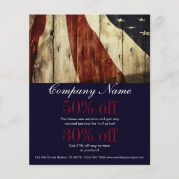 Rustic Patriotic American Wooden Construction Flyer by heresmIcard at Zazzle
