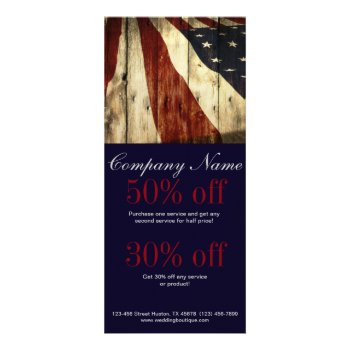 Rustic Patriotic American Wooden Construction Rack Card by heresmIcard at Zazzle