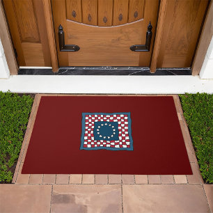 Rustic Patriotic Americana Quilt Pattern USA Art  Doormat