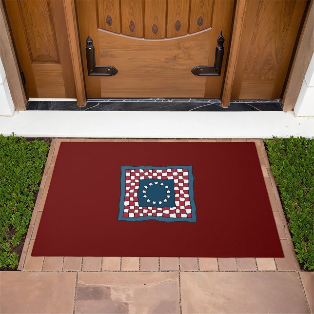 Rustic Patriotic Americana Quilt Pattern USA Art  Doormat (Creator Uploaded)