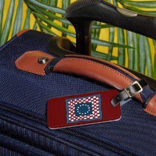 Rustic Patriotic Americana Quilt Pattern USA Art Luggage Tag