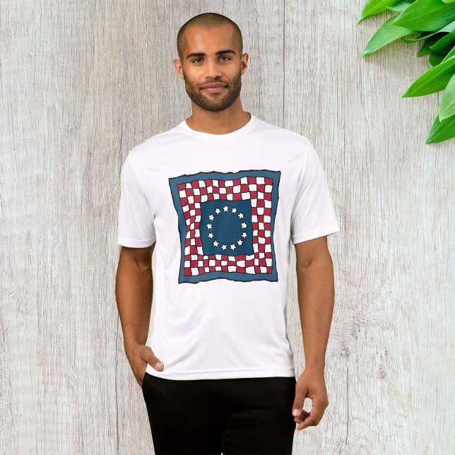 Rustic Patriotic Americana Quilt Pattern USA Art  T-Shirt (Creator Uploaded)