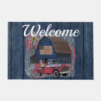 Heavy Duty Coir Black Bear Buffalo Plaid Welcome Entry Porch Door Mat Rug -   Log Cabin Decor