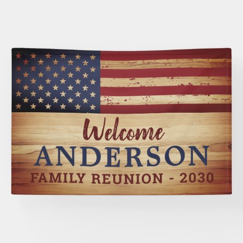 Rustic Patriotic Family Custom USA American Flag Banner