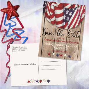 Rustic Patriotic Family Reunion Save The Date Announcement Postcard