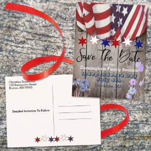 Rustic Patriotic Family Reunion Save The Date Announcement Postcard