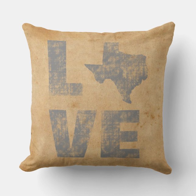 Rustic Patriotic Love Texas Throw Pillow (Front)