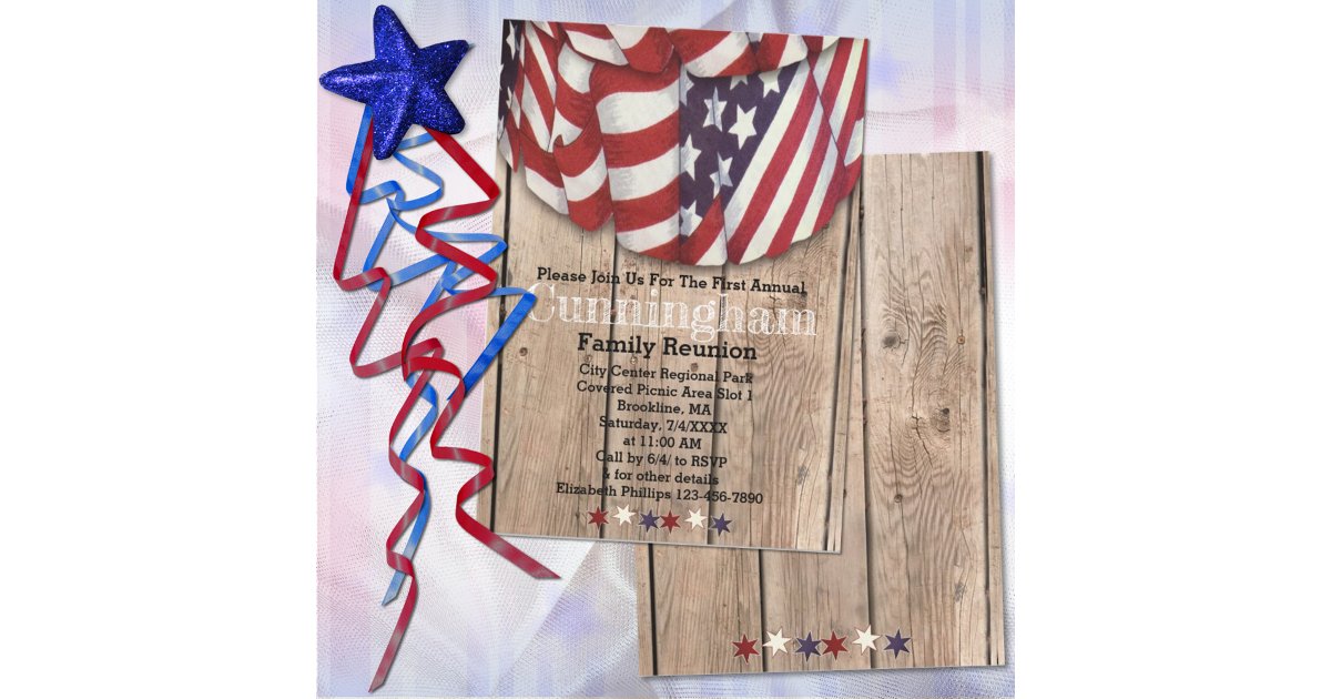 Rustic Patriotic Red White Blue Birthday Invitation | Zazzle