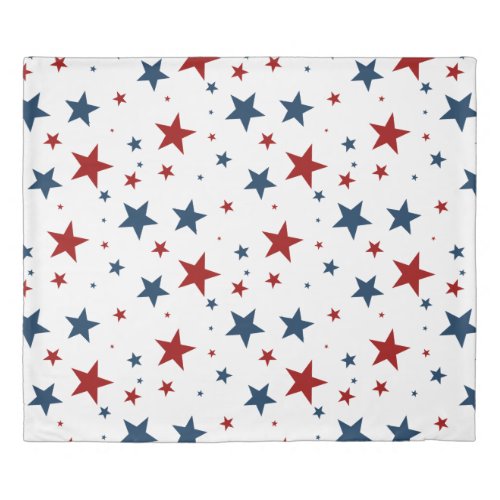 Rustic Patriotic Red White Blue Star Pattern Duvet Cover