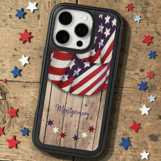 Rustic Patriotic USA Color Bunting on Wood Slats iPhone 16 Pro Case
