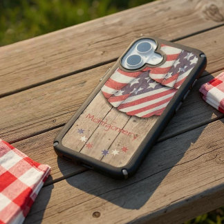 Rustic Patriotic USA Red White Blue Bunting Color iPhone 16 Case