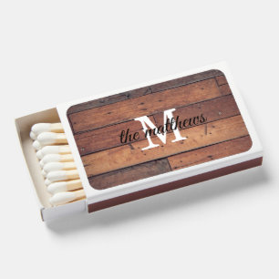 Rustic Pattern Farmhouse Country Monogrammed Matchboxes