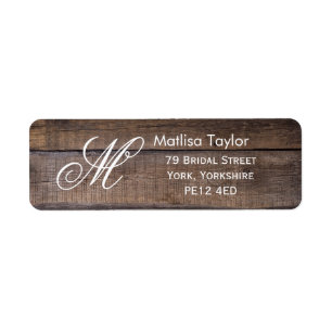 Rustic Pattern Monogram Script Custom Label