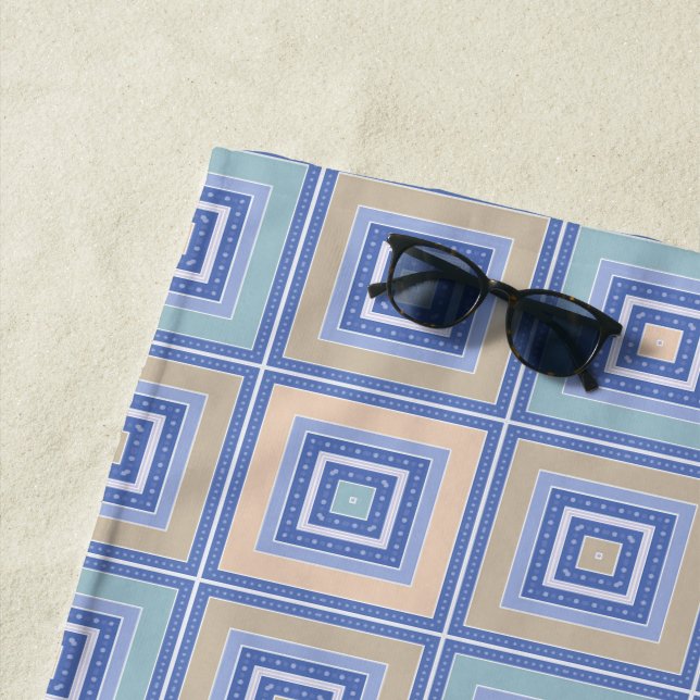 Rustic pattern of squares in patchwork style  beach towel (In Situ)