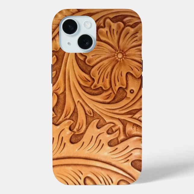 Rustic pattern western country tooled leather Case-Mate iPhone case (Back)