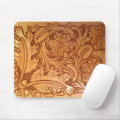 Rustic pattern western country tooled leather mouse pad | Zazzle