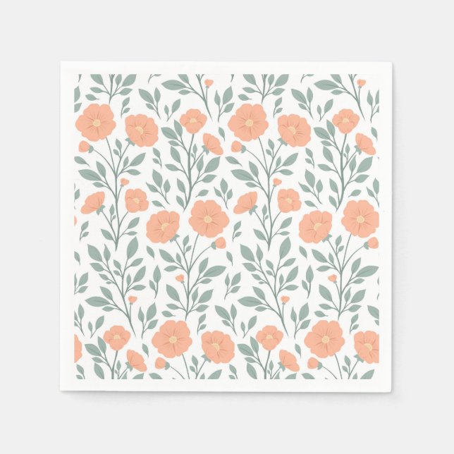 Rustic pattern with pink flowers  napkins (Front)