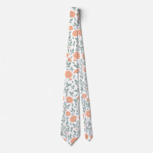 Rustic pattern with pink flowers neck tie