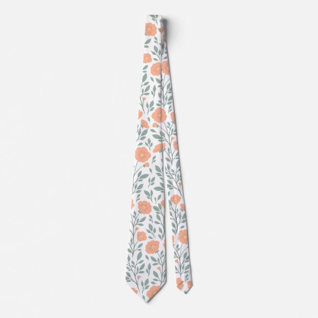 Rustic pattern with pink flowers  neck tie (Front)