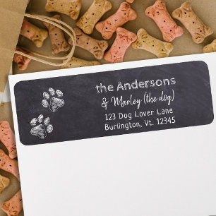 Rustic Paw Print Chalkboard Return Address Label