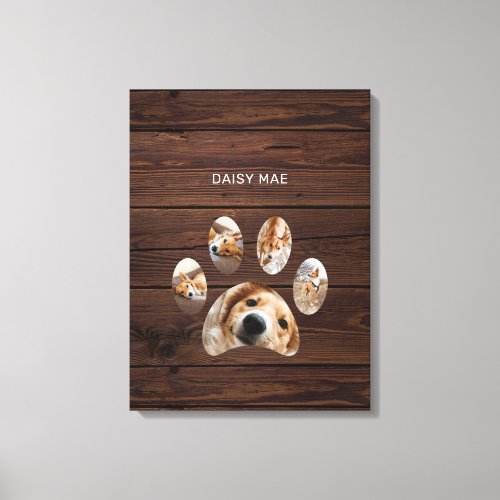Rustic Paw Print Custom Pet Photo Collage