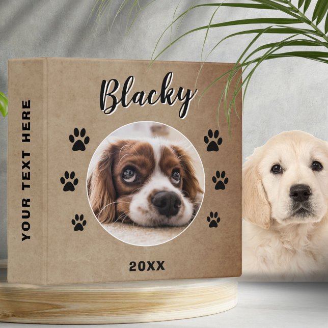 Rustic Paw Print Dog Pet Name and Photo Album 3 Ring Binder (Creator Uploaded)