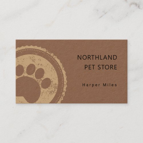 Rustic paw print logo groomer kraft business card