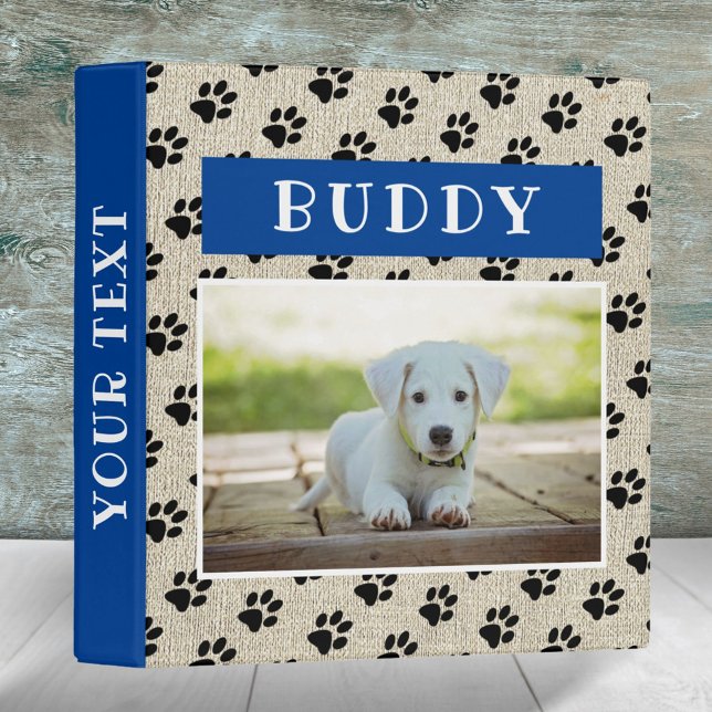 Rustic Paw Print Pet Dog Photo Album 3 Ring Binder (Creator Uploaded)