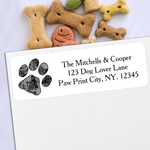 Rustic Paw Print Return Address Label