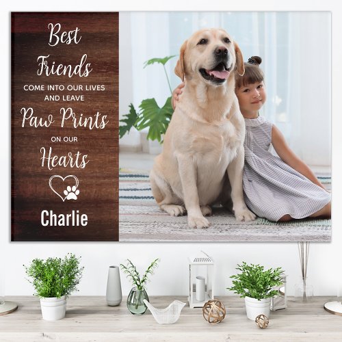 Rustic Paw Prints Custom Dog Pet Memorial Photo Acrylic Print