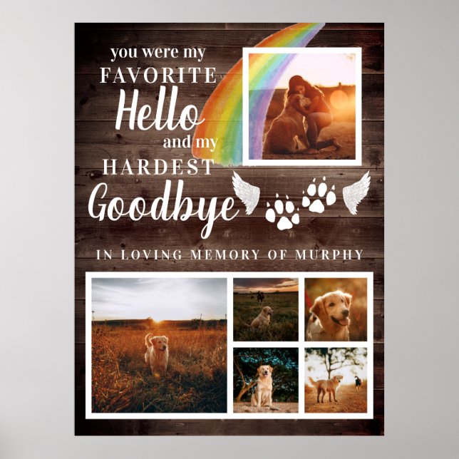 Rustic Paw Prints Personalized Pet Memorial Photo (Front)