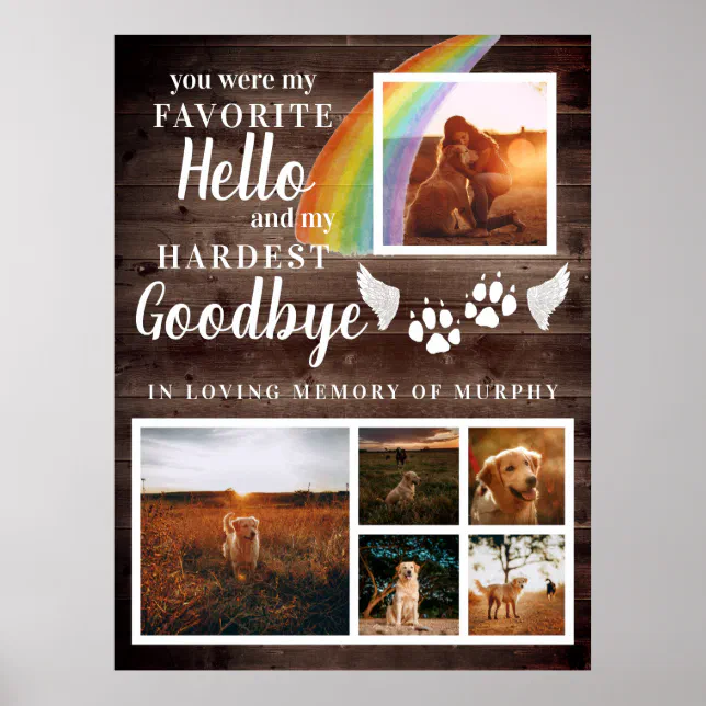Rustic Paw Prints Personalized Pet Memorial Photo | Zazzle