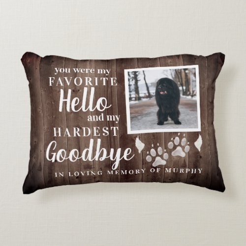 Rustic Paw Prints Personalized Pet Memorial Photo Accent Pillow