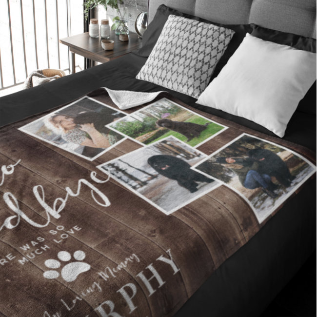 Rustic Paw Prints Personalized Pet Memorial Photo  Fleece Blanket