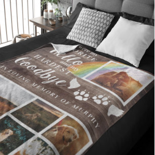 Rustic Paw Prints Personalized Pet Memorial Photo Fleece Blanket