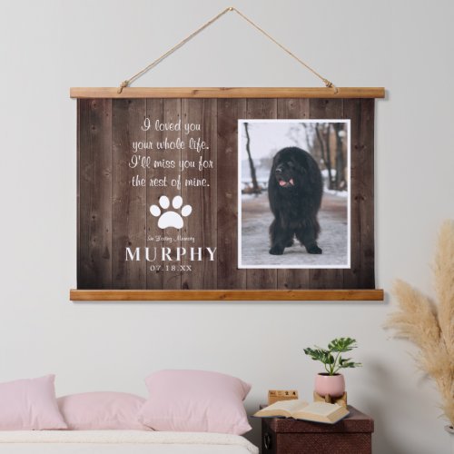 Rustic Paw Prints Personalized Pet Memorial Photo Hanging Tapestry