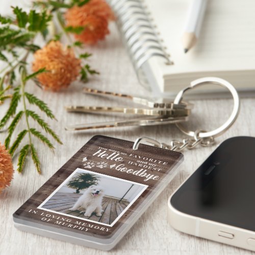 Rustic Paw Prints Personalized Pet Memorial Photo Keychain