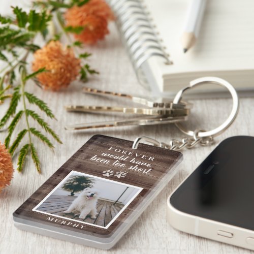 Rustic Paw Prints Personalized Pet Memorial Photo  Keychain